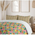 thumbnail image 6 of Ambesonne Abstract Duvet Cover Set, Rhythmic Colorful Circles, 2-Calking, Pale Teal Pink, 6 of 7
