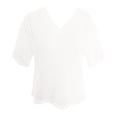 thumbnail image 4 of KDFJPTH Womens Summer Tops Casual T Shirts Lightweight Mesh Knit Short Sleeve Breathable Semi Sheer Workout Carnival Vacation Outfits White S, 4 of 5