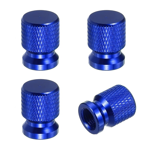 Aluminum Tire Valve Stem Caps, 4 Pcs Tire Valve Caps Vehicle Car Tire Air Caps Covers with O Rubber Ring, Blue