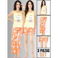 thumbnail image 2 of SET DE PIJAMA DE 3 PIEZAS PANTALON, SHORT Y BLUSA PARA MUJER DISEÑO UNICO UNITALLA, 2 of 5