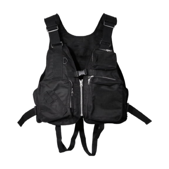 Easy-to-Carry Foldable Buoyancy Vest with 3 Front Pockets, Back Reflective Strip and Emergency Whistle, Universal Size Life Jacket for Water Activity, Black