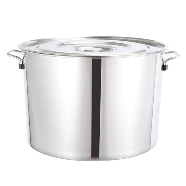 1Pc Stainless Steel Soup Pot Thick Water Bucket Rice Porridge Bucket with Lid