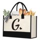 thumbnail image 1 of shenee Bolsa de lona con inicial, bolsa de yute de playa personalizada, regalo para mujeres, vacaciones, amigos, regalo de cumpleaños, boda, Año Nuevo, 1 of 5