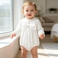 thumbnail image 6 of Lumosvexa Baby Brief Bodysuit Crew Neck Long Sleeve Cute Bowknot Fall Winter Casual Onesie White 6M, 6 of 10