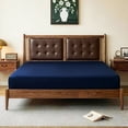 thumbnail image 6 of Lirex Twin Size Fitted Sheet, 100% Cotton Deep Pocket Bed Sheet, Soft Breathable Dark Blue, 6 of 6