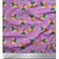 thumbnail image 1 of Soimoi Tissu Poly Georgette Violet Imprimé Floral Pêche & Ananas au Mètre 42 Pouces de Large, 1 of 3