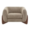 thumbnail image 2 of Noble House Modern Upholstered Boucle Arm Chair,Tuxedo Design with Unique Triangular Birch Legs,Light Brown, 2 of 7