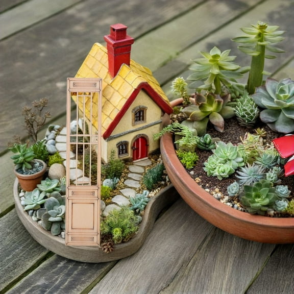 ELAYARD 10pcs Mini House Furniture Wood Beige Dollhouse Furniture Window DIY Projects Home Decoration