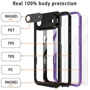 Casetego For iPhone Air Case,IP68 Waterproof 16FT Underwater Military Dustproof Shockproof Rugged with Built-in Screen Protector Full Protect Phone Cover with Lanyard,Purple