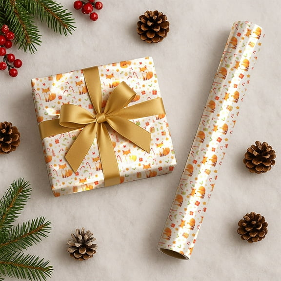 Fox Christmas Wrapping Paper Rolls, Fox Holiday Gift Wrapping Paper Merry Christmas