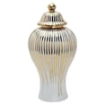 thumbnail image 1 of Transemion Ceramic Electroplating Phnom Penh Jar Striped Decor Table Gold Edge Pot Nordic Style Hallway Crafts Countertop Vase, 1 of 6
