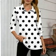 thumbnail image 4 of Women's Trendy Polka Dots Lapel Shirts Casual Long Sleeve Pullover Tunic Tops Dressy Loose Going Out Blouse, 4 of 5