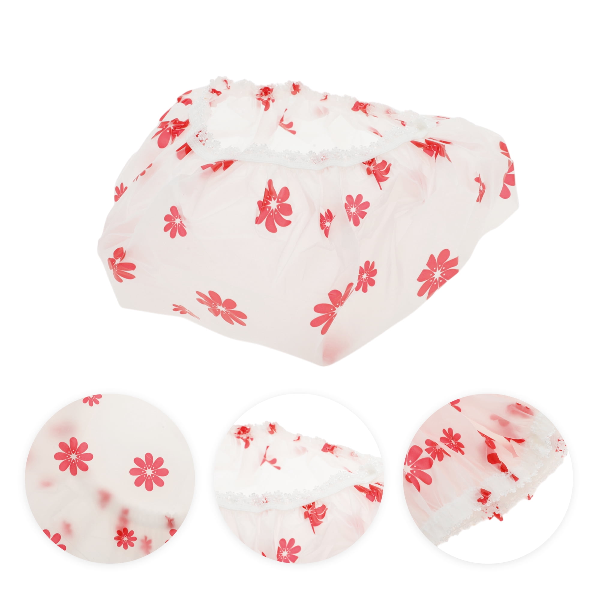 Unique Bargains Reusable Dots Single Layer Shower Cap 1 Pc Red