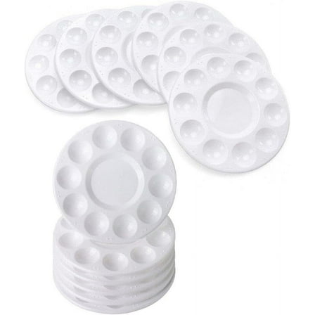 12 Pcs Paint Tray Palettes Round 10 Wells Paint Palette Tray Painting Palette for Kids Diy Craft Party and Art Painting Supplies