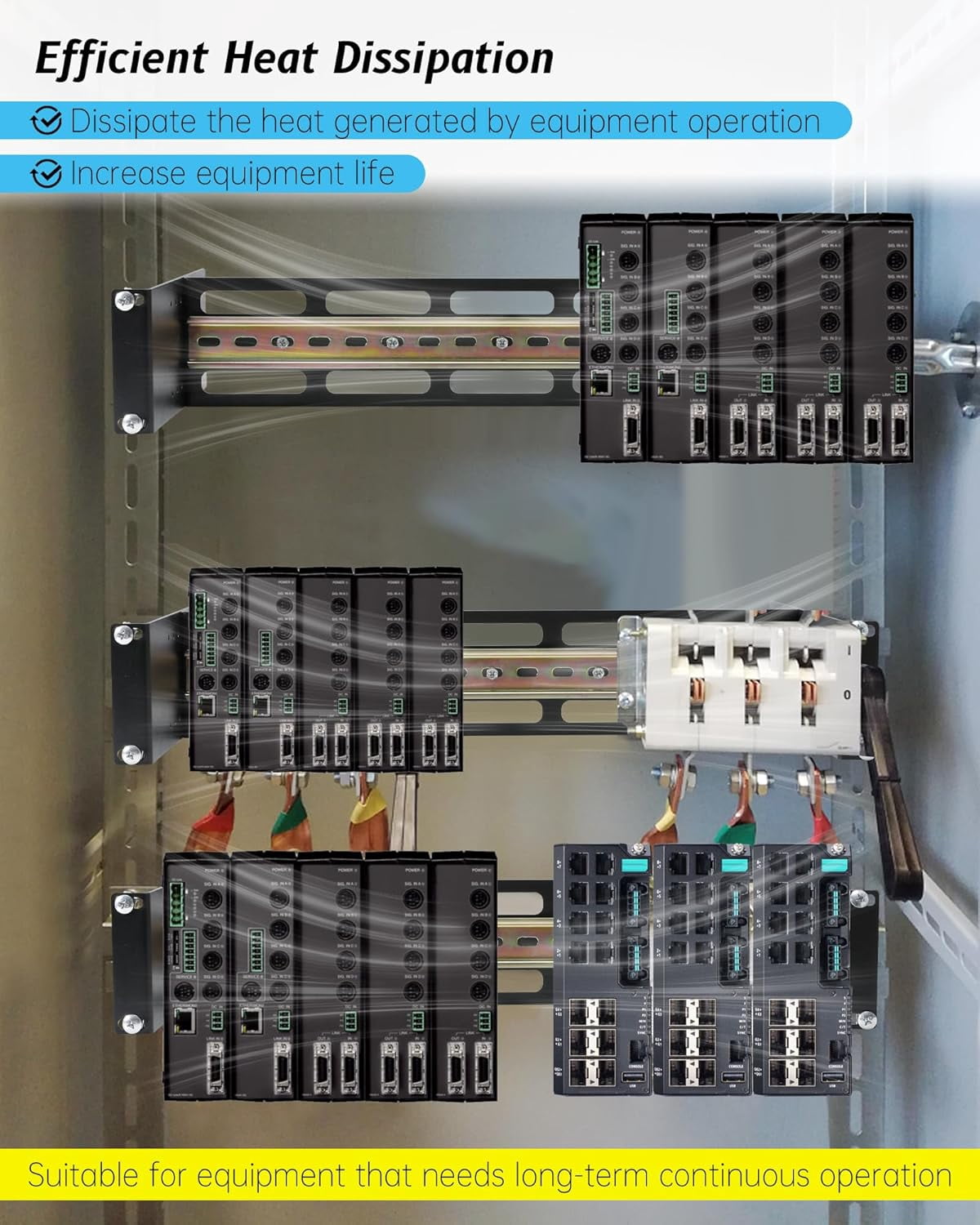 19 Inch Rack Mount DIN Rail Kit, with High Strength Metal,Depth Adjustable Rackmount Din Rail Chassis 2U Adjustable,for Media Converters, Ethernet Switch, Industrial PoE Switch & Power Supplies