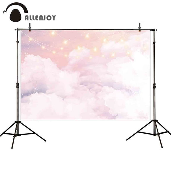 Allenjoy photoshoot backdrop pink clouds sky glitter baby showr curtain background for photography studio decoracion photoph
