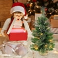 thumbnail image 3 of Tabletop 24 Inch Small Christmas Tree with Floral Pine Needles Warm White LED Light String Burlap Wrapped Base Christmas Ornament for Table Top Desk Classic Series Holiday, 3 of 5