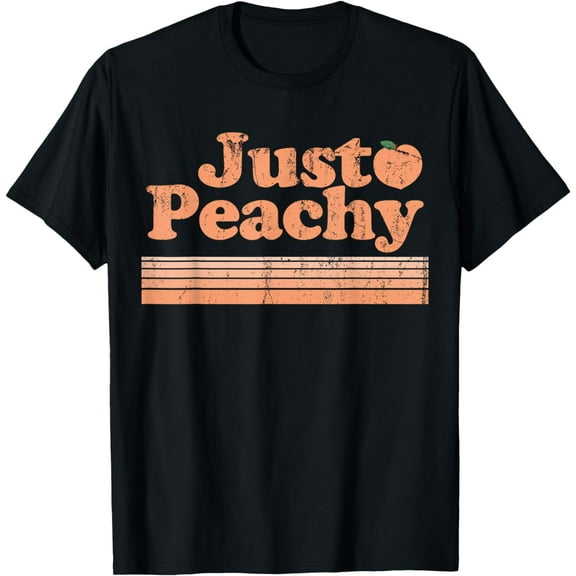 Just Peachy Retro 70s Georgia Peaches Summer Fruit T-Shirt mens t shirt，black，women，funny，misfits，men，journey，t-shirt