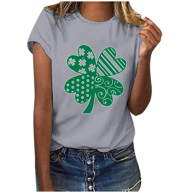 TopLLC St. Patrick's Day Patricks Day Chemises pour Femmes Hauts de Gommage St Patricks Day Mode Dames Impression St. Manches Courtes Col Rond Chemise Femme Décontractée Ample