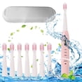 thumbnail image 3 of Fiudx Cepillo de Dientes Eléctrico, 8 Cabezales de Repuesto, 5 Modos de Vibración, Carga Usb, Blanqueamiento y Limpieza Sensible, Ideal para Viajes, Cuidado Bucal para Adultos, Recargable., 3 of 3
