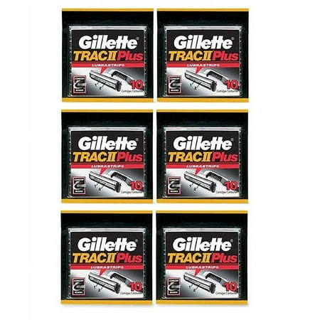 Gillette Trac II Plus Refill Razor Blades 10 ct. (Pack of 6)