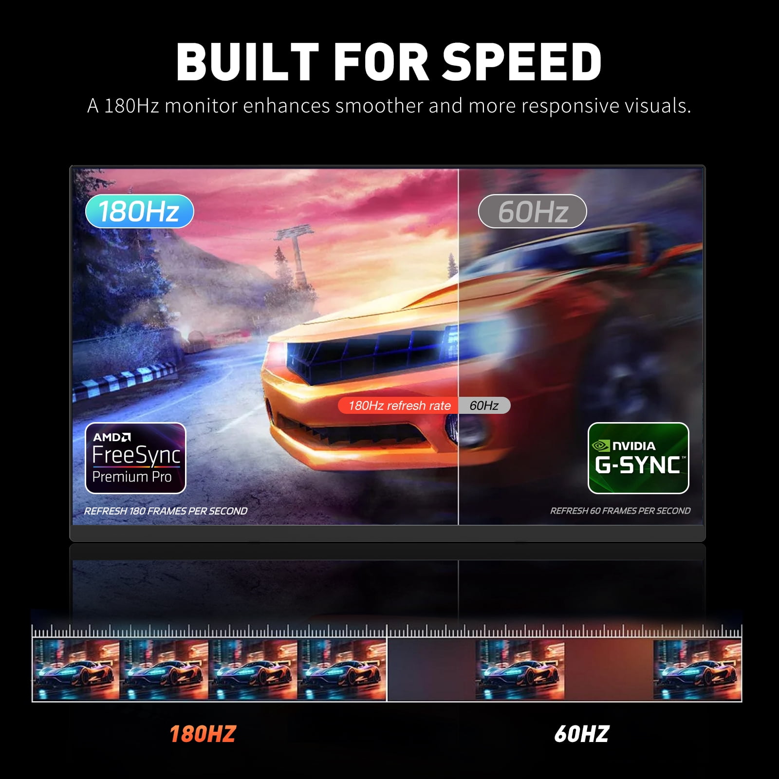 REHISK 24" 180Hz Gaming Computer Monitor FHD 1080P fast 1ms response time FreeSync Compatible G-sync gaming monitors Compatible with HDMI Eye Care Ultra Low-Blue Light
