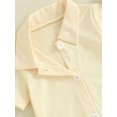 thumbnail image 6 of FEORJGP Toddler Baby Boy Summer Outfit 6M 12M 18M 24M Infant Short Sleeve Shirt Romper Button Down Jumpsuit Solid Color Lapel Bodysuit Tops Loose Casual Daily Clothes, 6 of 8