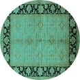 thumbnail image 1 of Ahgly Company Indoor Round Oriental Turquoise Blue Industrial Area Rugs, 8' Round, 1 of 4