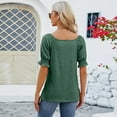 thumbnail image 5 of ALLLIST Summer Tops for Women 2024 Green Short Sleeve Solid Scoop Neck T-Shirts Casual Blouses for Women, 5 of 5