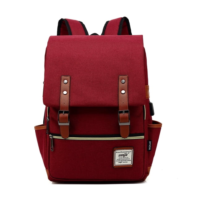 Mochila para portátil Mancio Slim Vintage para viajes 15.6 pulgadas roja