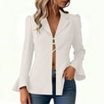thumbnail image 6 of YueHuiYing Women's Lightweight Open-Front Suit Jacket - Long Sleeve Draped Blazer for Office and Smart Casual Wear, 6 of 7