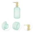 thumbnail image 5 of Unique Bargains 1 Pc Durable Cylinder Frosted Soap Dispenser 13.53oz Light Blue Gold Tone, 5 of 6