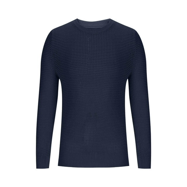LIaqionyy Chandail pour Hommes Col Rond chandail Texturé Tricoté Manches Longues Décontracté Ample