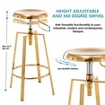 thumbnail image 2 of Metal Bar Stools Set of 2, Modern Backless Adjustable Swivel Counter Height Barstools with Bullnosed Seat, Hoop Footrest, Rubber Pads for Kitchen Island, Bar, Dining or Pub (Gold), 2 of 12