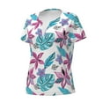 thumbnail image 3 of Wukai Hawaiian Style Casual V-Neck Graphic Tees for Women: Lightweight and Breathable Summer Tops with Stylish Design-Small, 3 of 8