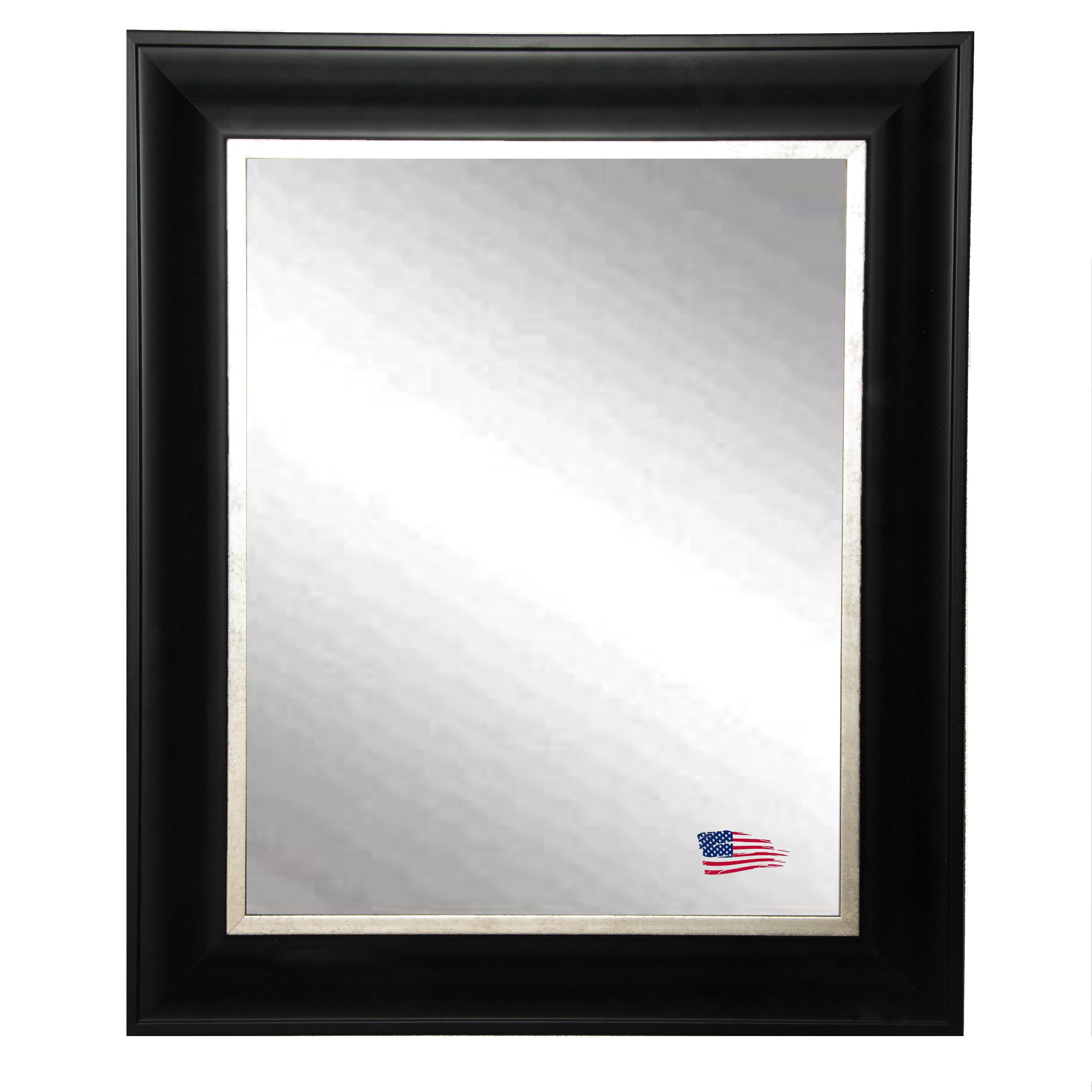 Rayne Stately Black and Aged Silver Wall Mirror - (Small Medium)