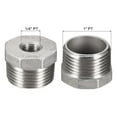 thumbnail image 3 of Uxcell 1 PT Male to 1/4 PT Female 304 Stainless Steel Pipe Fitting Reducing Hex Bushing 2 Pack, 3 of 6
