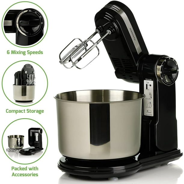 Ovente Electric Stand Mixer 3.7 Quart with 6 Speed Control, Stainless Steel Mixing Bowl, 300