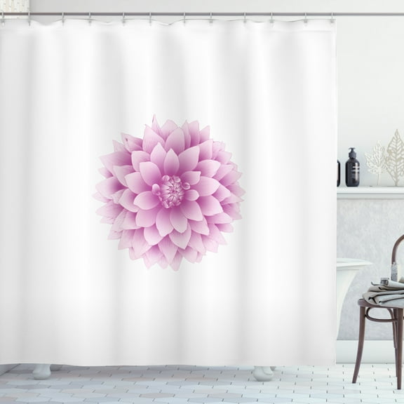 Ambesonne Dahlia Shower Curtain, Purple Dahlia with Magenta, 69"Wx70"L, Fuchsia White