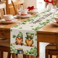 thumbnail image 5 of St. Patrick's Day Table Runner - 120 Inch Long Green Gnomes Lucky Shamrocks Vintage Cotton and Linen Blended Dress Scarves Farmhouse Table Runner for Kitchen Dining, Coffee Table, 13" x 120", 5 of 8