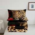 thumbnail image 5 of Red Rose Cheetah Bedding Set,Cat Leopard Print Comforter Set,Romantic Flowers Down Comforter,Animal Theme Bedroom Decor Youth Men Women Female,Full Size 3 Pcs, 5 of 7