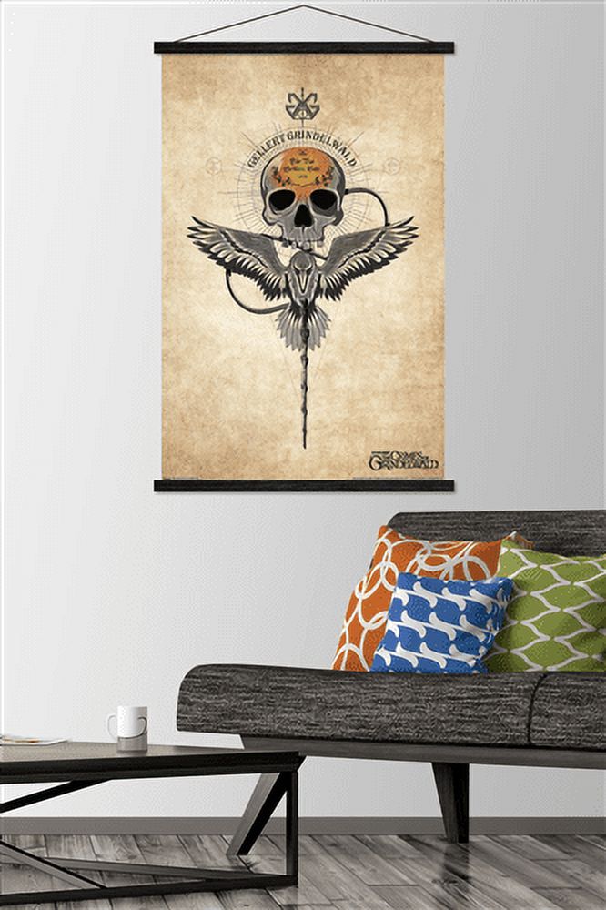Fantastic Beasts And Where To Find Them: The Crimes of Grindelwald - Grindelwald Badge Wall Poster with Wooden Magnetic Frame, 22.375" x 34"