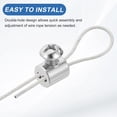thumbnail image 5 of Uxcell 10Pcs 1/16" Wire Rope Cable Clip Clamp for 1-2mm Cable, Double Hole Cylinder Wire Rope Clamps with Cross Head Screws Stopper for Chandelier Ceiling Lighting String Light, 5 of 7