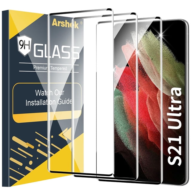 Protector de pantalla Arshek para Galaxy S21 Ultra 5G, vidrio templado x3