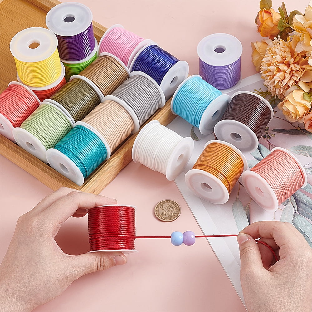 PH 218.7 Yards 1.5mm Waxed Polyester Cord Thread 20 Rolls 20 Colors Beading Thread Cord String for Bracelet Necklace Jewelry DIY