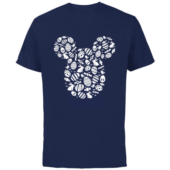 Disney Mickey Mouse Icon White Bunnies Easter - Short Sleeve Cotton T-Shirt for Adults - Customized-Navy