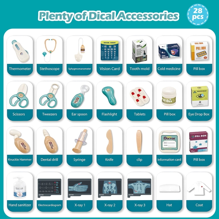 Doctor Play Set For Kids - 26-Piece Pretend Medical Kit With Mobile Cart, Lights & Sounds, Ages 3-8