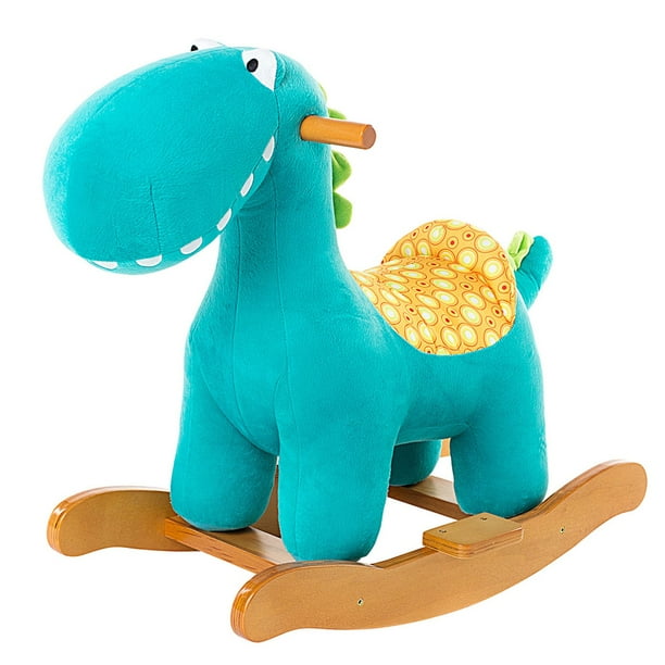 2020 Child Rocking Horse Toy, Stuffed Animal Rocker Toy, Blue Dinosaur Rocker for Kid 13 Years