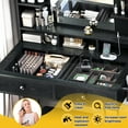 thumbnail image 2 of TC-Homeny Makeup Vanity Table with Charging Station & Compartment Storage Drawers, Visible Glass Desktop & Stool Set, Black, 2 of 9
