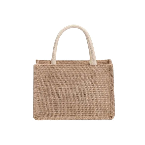 Moontgen Burlap Tote Bags Blank Jute Beach Handbag Gift Bags with Handle (S)